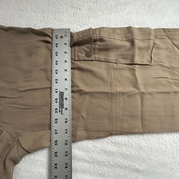 Cabi Womens 100% Silk Straight-Leg Cargo Pants Size 12 Toasted Almond #519 New - Picture 8 of 9
